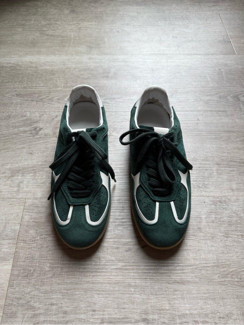 Alohas Tb490 Rife Leather Suede Sneakers In Forest Green Contrasting White US6.5